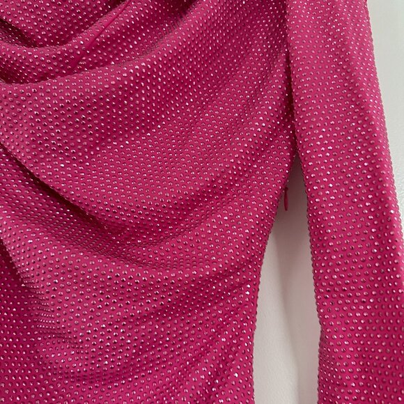 NWT Cult Gaia Nicole Mini Dress Sz XS in Dragonfruit Crystal-Embellished Allover - Picture 5 of 9